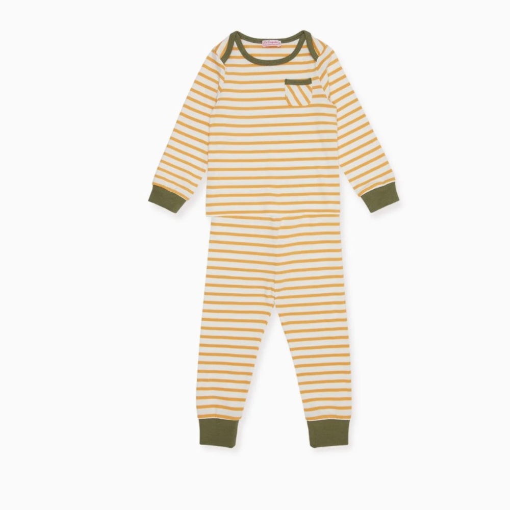 La Coqueta Mustard Stripe Amor Baby Pyjamas, size 12-18 months